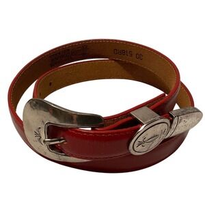 Vintage 1993 Justin Red Western Tooled Leather Belt Conchos Cowgirl Womens Sz 30